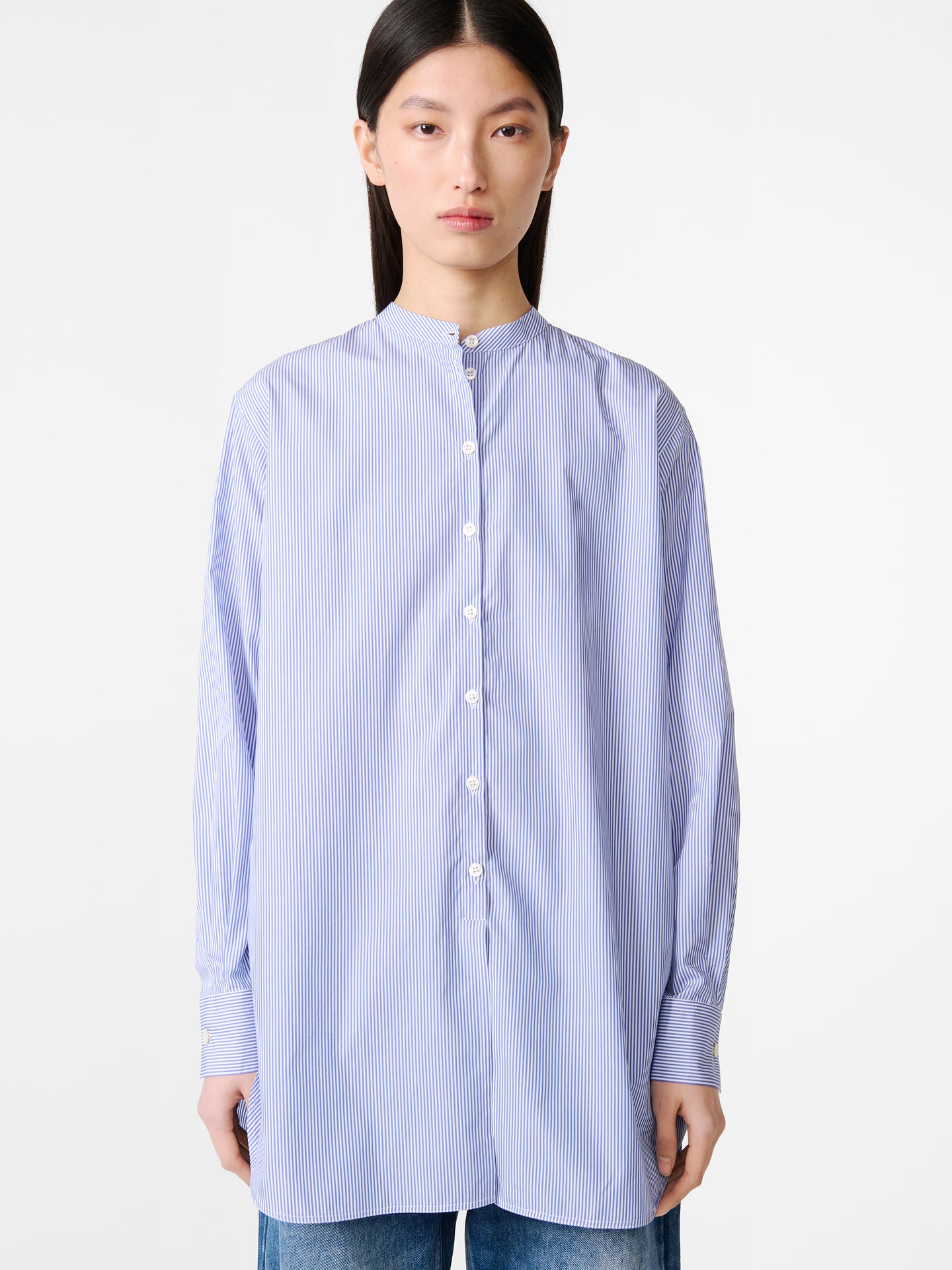Cici Banker Stripe Shirt in Blue / White